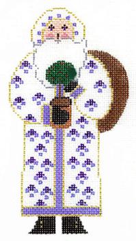 click here to view larger image of Santa w/Topiary - White (hand painted canvases)