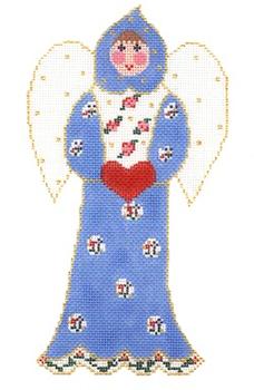 click here to view larger image of Angel w/Heart - Light Blue (hand painted canvases)
