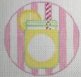 click here to view larger image of Monogram Round - Lemonade (hand painted canvases)