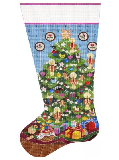 click here to view larger image of Gingerbread Toy Tree Stocking (hand painted canvases)