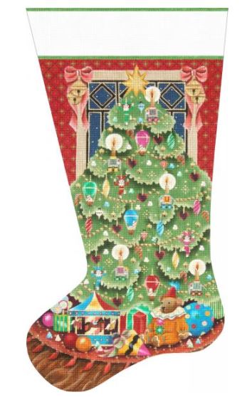 click here to view larger image of Circus Tree Stocking (hand painted canvases)