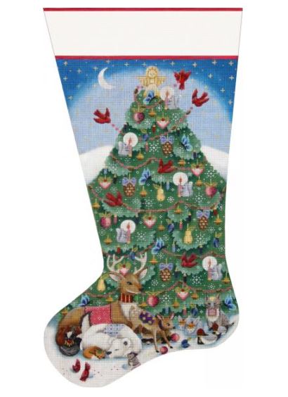 click here to view larger image of Christmas Woodland Tree Stocking (hand painted canvases)