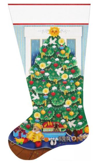 click here to view larger image of Rainy Day Tree Stocking (hand painted canvases)