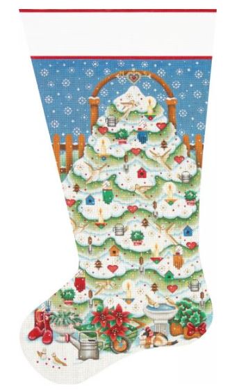 click here to view larger image of Garden Tree Stocking (hand painted canvases)