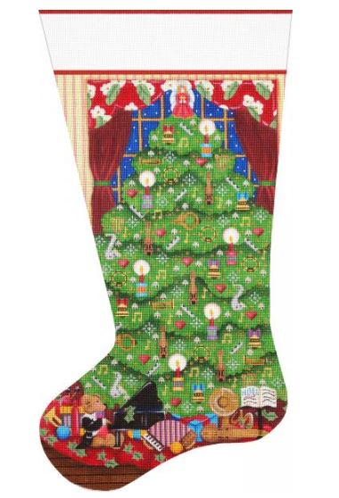 click here to view larger image of Music Tree Stocking (hand painted canvases)