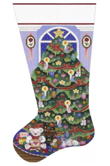 click here to view larger image of Needlework Tree Stocking (hand painted canvases)