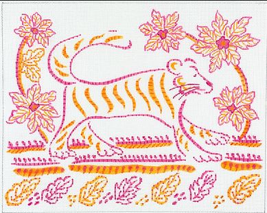 click here to view larger image of Indian Textile Inspired Lion (hand painted canvases 2)
