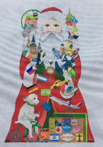 click here to view larger image of World Traveler Santa (hand painted canvases)