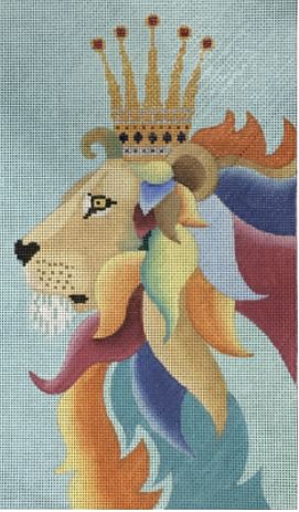 click here to view larger image of Lion w/Jeweled Crown   (hand painted canvases)