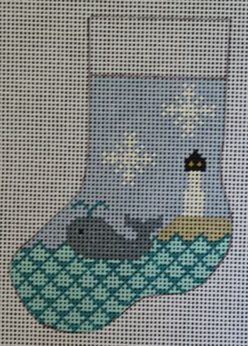 click here to view larger image of Whale/Light House Mini Stocking (hand painted canvases)