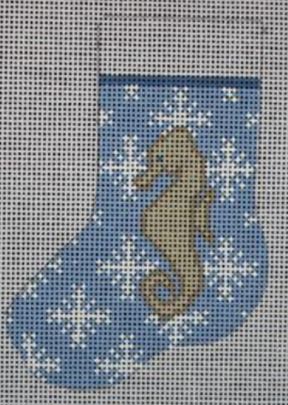 click here to view larger image of Seahorse Mini Stocking (hand painted canvases)