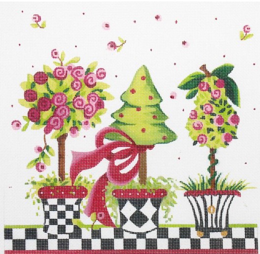 click here to view larger image of Pink Posies Topiary (hand painted canvases)