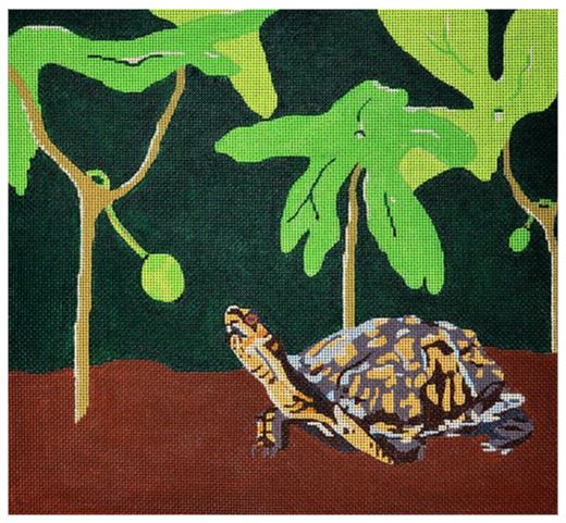 click here to view larger image of Eastern Box Turtle with May Apples  (hand painted canvases)