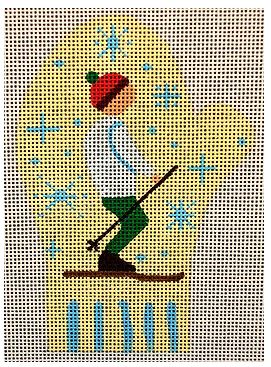 click here to view larger image of Skier Mitten Ornament (hand painted canvases)