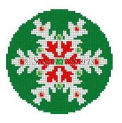 click here to view larger image of Snowflake - Emerald Jeweled (hand painted canvases)