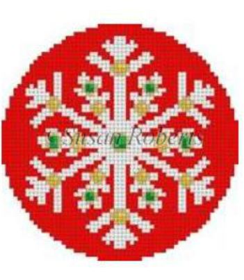 click here to view larger image of Snowflake - Ruby Jeweled (hand painted canvases)