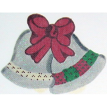 click here to view larger image of Silver Bells w/Ribbon (hand painted canvases)