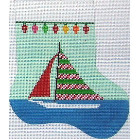 click here to view larger image of Sailboat Mini Stocking (hand painted canvases)