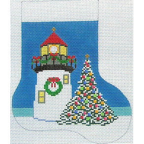 click here to view larger image of Lighthouse/Tree Mini Stocking (hand painted canvases)