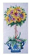 click here to view larger image of Blue Vase Topiary - Sunflowers (hand painted canvases)