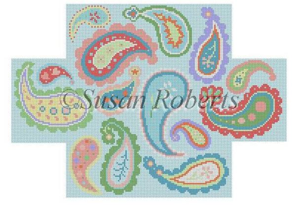 click here to view larger image of Paisley/Pastel Brick Cover  (hand painted canvases)