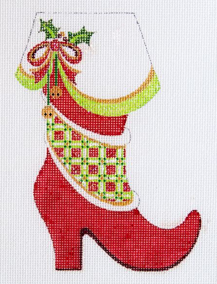 click here to view larger image of Mrs Claus Red Boot (hand painted canvases)