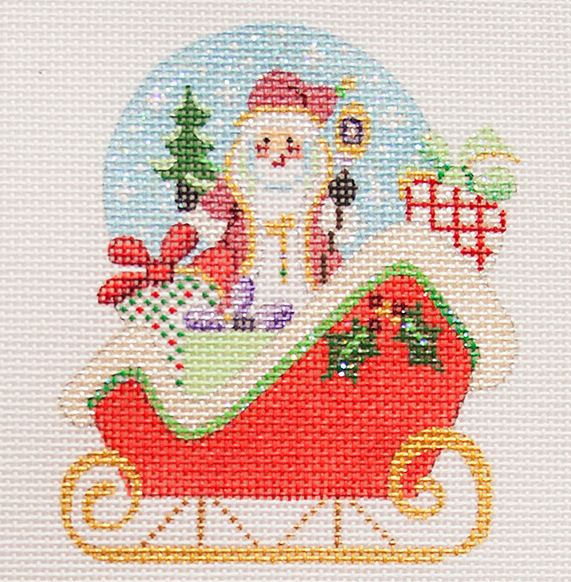 click here to view larger image of Snowglobe - Sleigh w/Santa (hand painted canvases)