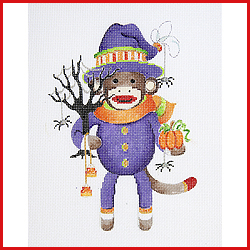 click here to view larger image of Sock Monkey - Halloween (hand painted canvases)