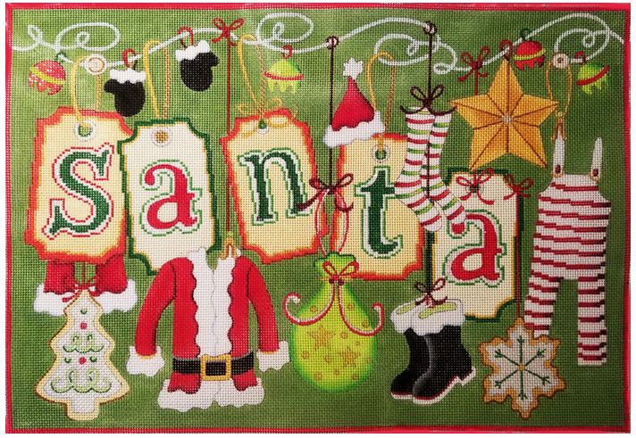 click here to view larger image of Santa Tags and Clothes (hand painted canvases)