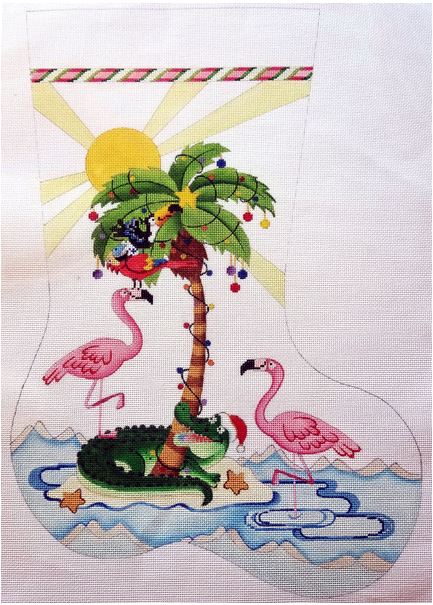 click here to view larger image of Palm Tree w/Lights and Ornaments (hand painted canvases)