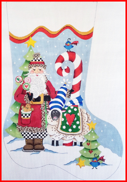 click here to view larger image of Santa w/Llama (hand painted canvases)