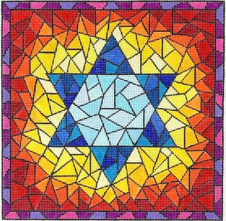 click here to view larger image of Tefillin Bag – Stained Glass/Star of David (hand painted canvases 2)