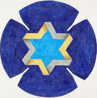 click here to view larger image of Kippah - Gold Silver/Star of David (hand painted canvases 2)