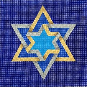 click here to view larger image of Tefillin Bag – Double Interlocking/Star of David (hand painted canvases 2)