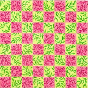 click here to view larger image of Chess/Checkers Board - Lilly Inspired Coral/Vines (hand painted canvases 2)
