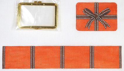 click here to view larger image of Hermes Wrapped Box Gold Clasp - Rectangle (hand painted canvases 2)