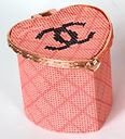 click here to view larger image of Petite Heart Box - Chanel Logo/Quilting (hand painted canvases 2)