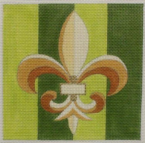 click here to view larger image of Fleur de Lis Green (hand painted canvases)