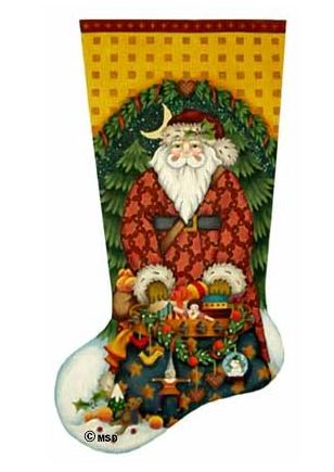 click here to view larger image of Old Fashion Santa Stocking (hand painted canvases)