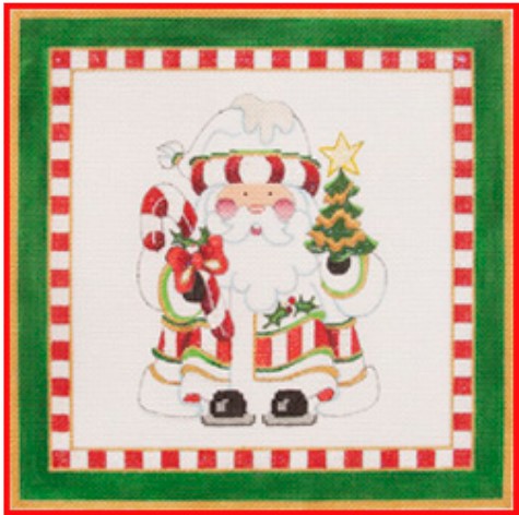 click here to view larger image of Candy Cane Santa Pillow (hand painted canvases)