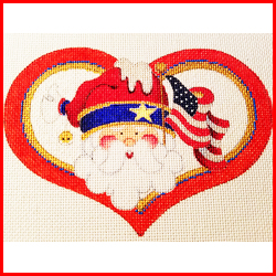 click here to view larger image of Santa w/American Flag (hand painted canvases)