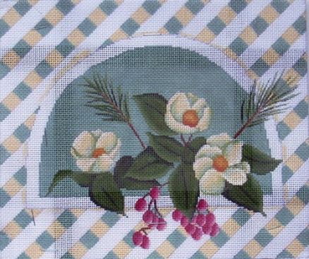 click here to view larger image of Magnolia in Lattice  (hand painted canvases)
