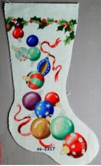 click here to view larger image of Christmas Balls Stocking (hand painted canvases)