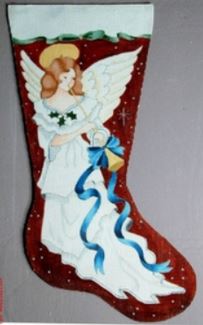 click here to view larger image of Angel w/Horn Stocking (hand painted canvases)