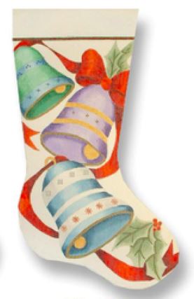click here to view larger image of Christmas Bells Stocking (hand painted canvases)