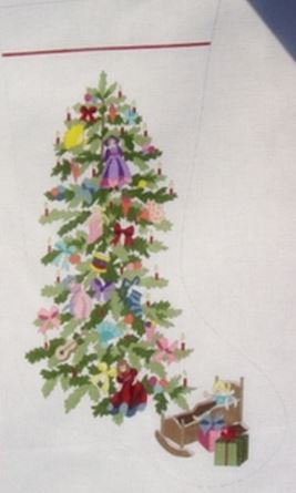 click here to view larger image of Victorian Tree Stocking (hand painted canvases)