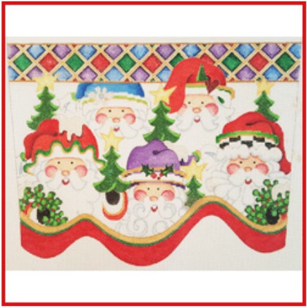 click here to view larger image of Cuff (Santa Heads/Diamond Border)  (hand painted canvases)