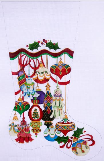 click here to view larger image of Multi Ornament Stocking  CS-150p (hand painted canvases)