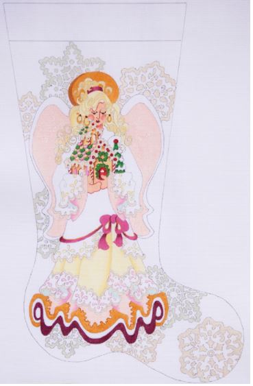 click here to view larger image of Angel w/Blonde Hair/Yellow Dress Stocking   (hand painted canvases)