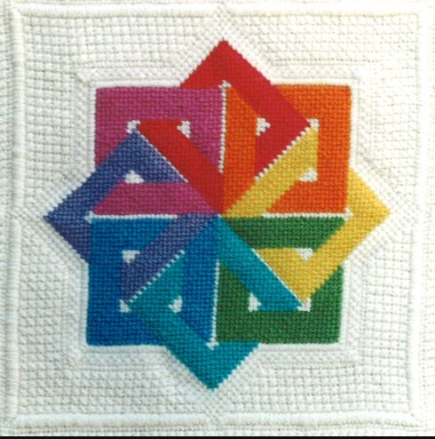 click here to view larger image of Rainbow Interlocking Squares (hand painted canvases)